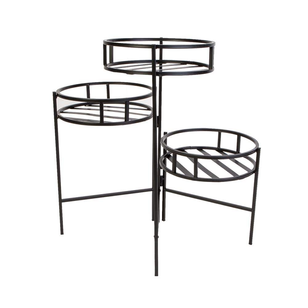 20.25 in. Tall Steel Fold Out 3-Tier Plant Stand