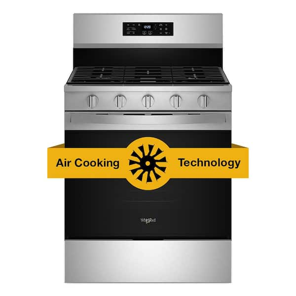 Whirlpool Whirlpool 30 in. 5 Burners Freestanding Gas Range in Fingerprint Resistant Stainless Steel with Air Cooking Technology WFGS5030RZ