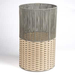 Harper Modern 4.13 Gal. 2-Tone Faux Wicker Cylinder Waste Basket, Gray/Cream