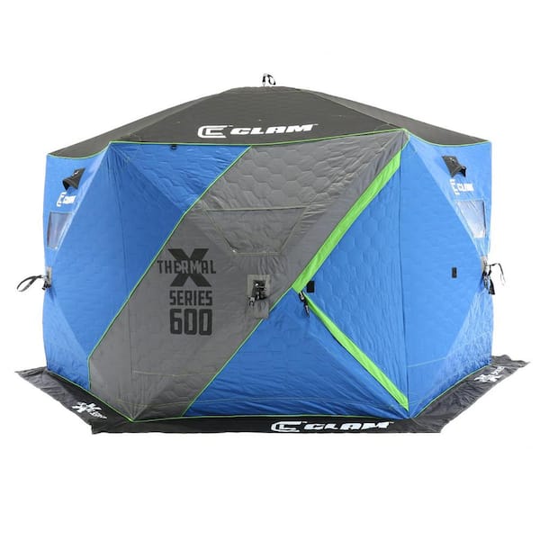 Clam X-600 7-Person Pop Up Ice Fishing Thermal Hub Tent