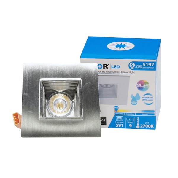 NICOR DQR 2 in. 3000K Square Remodel or New Construction Integrated LED Recessed Downlight Kit with Baffle Trim in Nickel