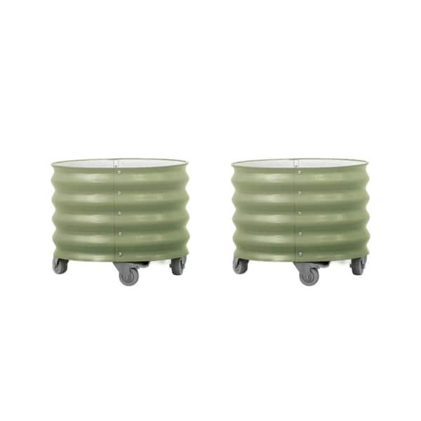 Classic 20 Gal. Metal Round Outdoor Planter with Wheels