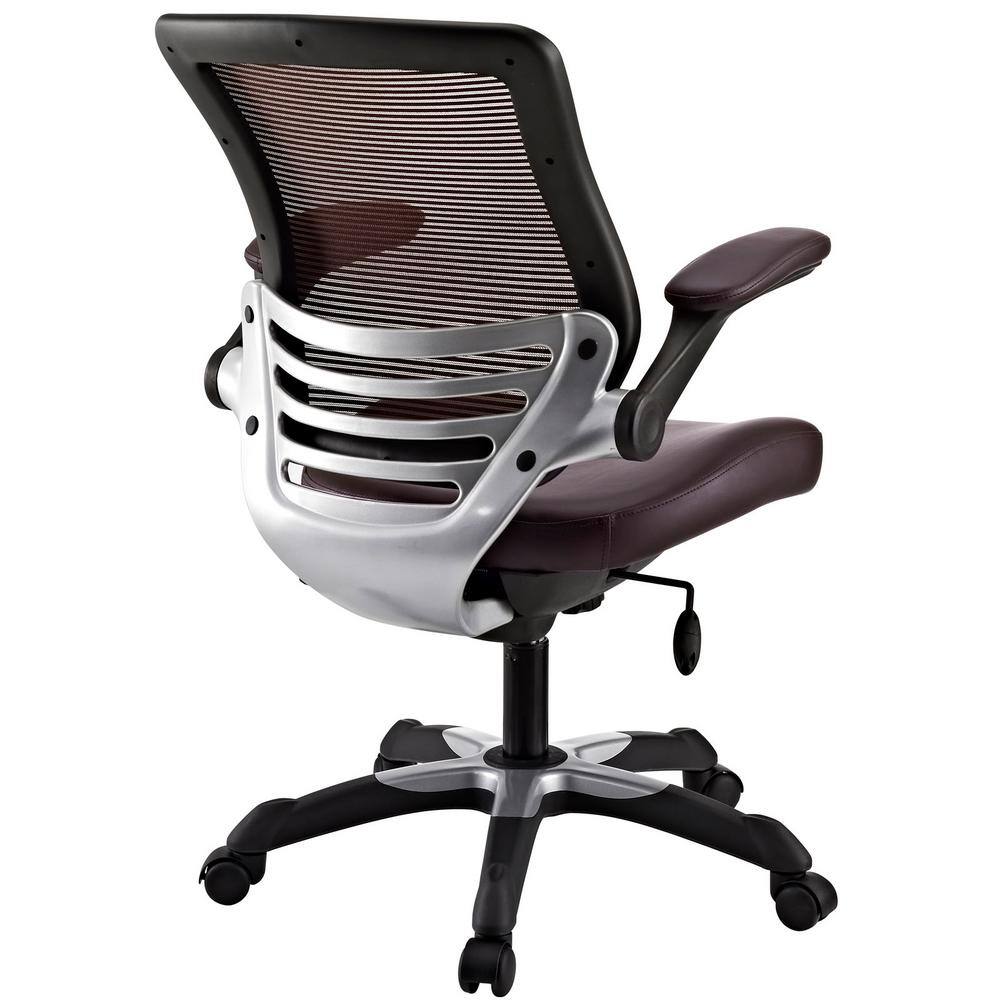 ErgoComfort Brown Leatherette Swivel Task Chair with Adjustable Arms