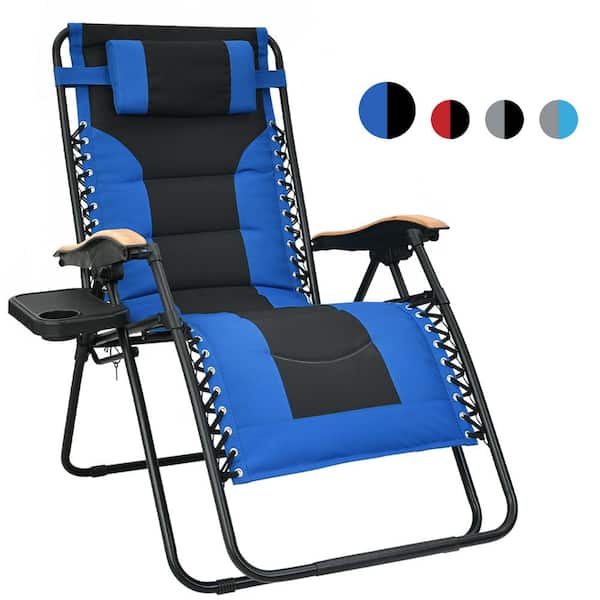 Upha Blue Black Zero Gravity Steel, Padded Folding Lawn Chairs Home Depot