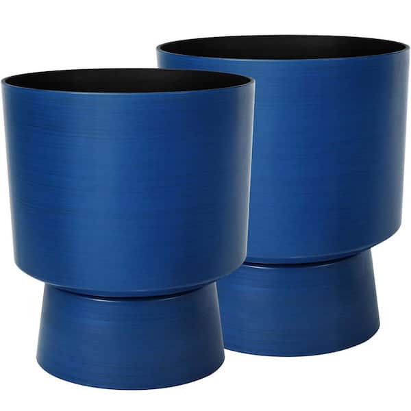 14 in. W x 17 in. H Blue Plastic Urn