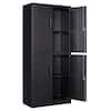 Mlezan Garage Storage Cabinet 70.9" H x31.5" W 15.7" D in Black Steel Cabinet with 4 Shelves 2 Doors and Lock DBTS2022110B