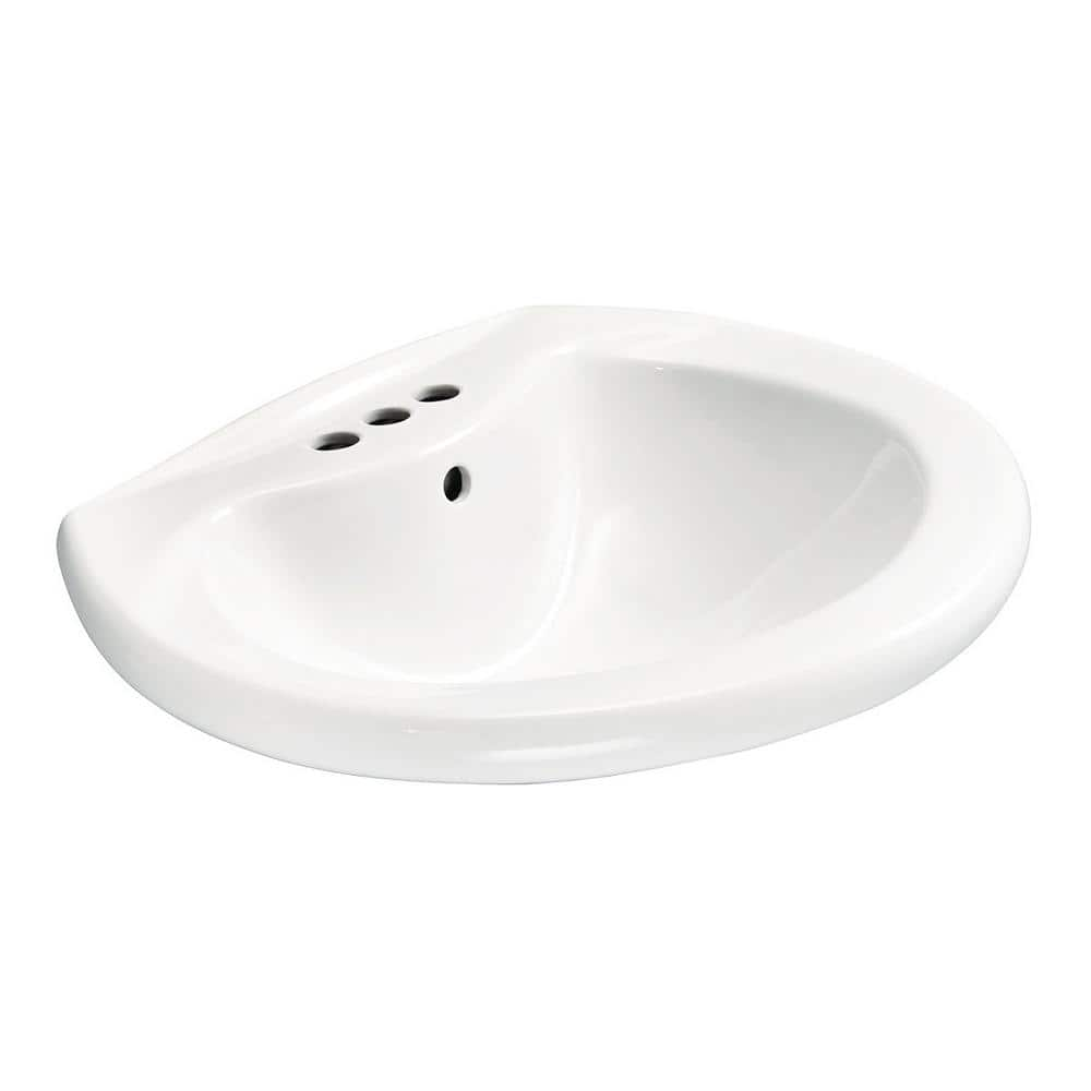 Glacier Bay Shelburne 8.2 in. Pedestal Sink Basin in White Vitreous China