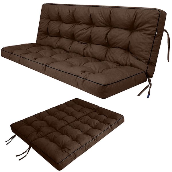 YLLN 70.8 x 40 in. Outdoor Swing Cushions, Porch Swing Cushion Replacement with Backrest, Waterproof Swing Cushion Brown