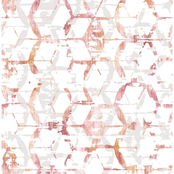 A-Street Prints Augustine Pink Distressed Geometric Pink Wallpaper Sample
