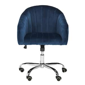 Themis Navy/Chrome Velvet Swivel Office Chair
