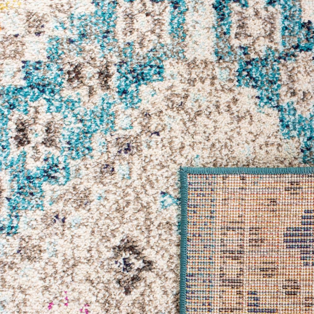 Madison 5' Square Dark Blue and Yellow Synthetic Area Rug