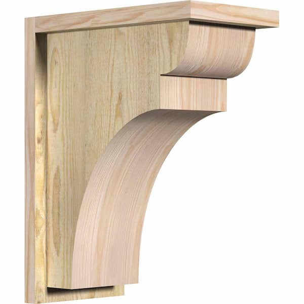 Ekena Millwork 8 in. x 14 in. x 18 in. Douglas Fir Yorktown Rough Sawn Corbel with Backplate