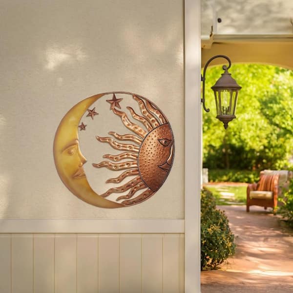 Benjara Celestial Metal Sun Moon Wall Decor BM05395 - The Home Depot