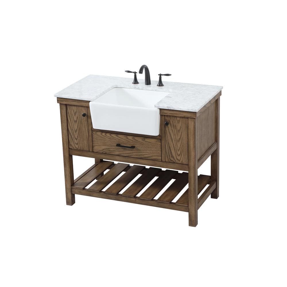 Driftwood Solid Wood and MDF Single Bathroom Vanity with Marble Top