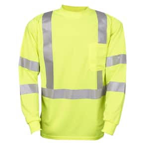 COR-BRITE Moisture Wicking Type R Class 3 2XL Long-Sleeve T-Shirt in Lime Green with Chest Pocket V5112XL