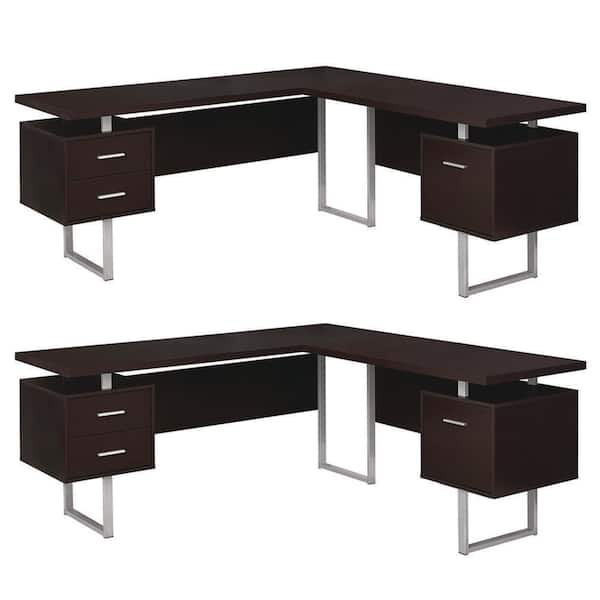 Monarch Specialties 70 in. Contemporary Computer Desk Cappuccino(2 Pack)