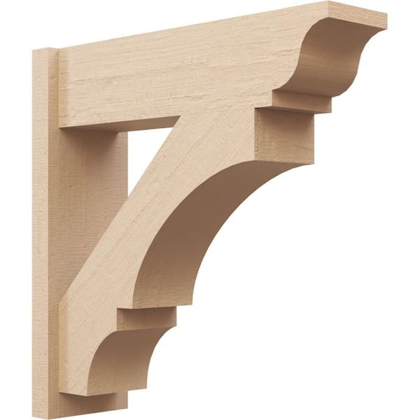 Ekena Millwork 8 in. x 28 in. x 28 in. Balboa Traditional Rough Cedar Woodgrain Timberthane Polyurethane Outlooker, Primed Tan