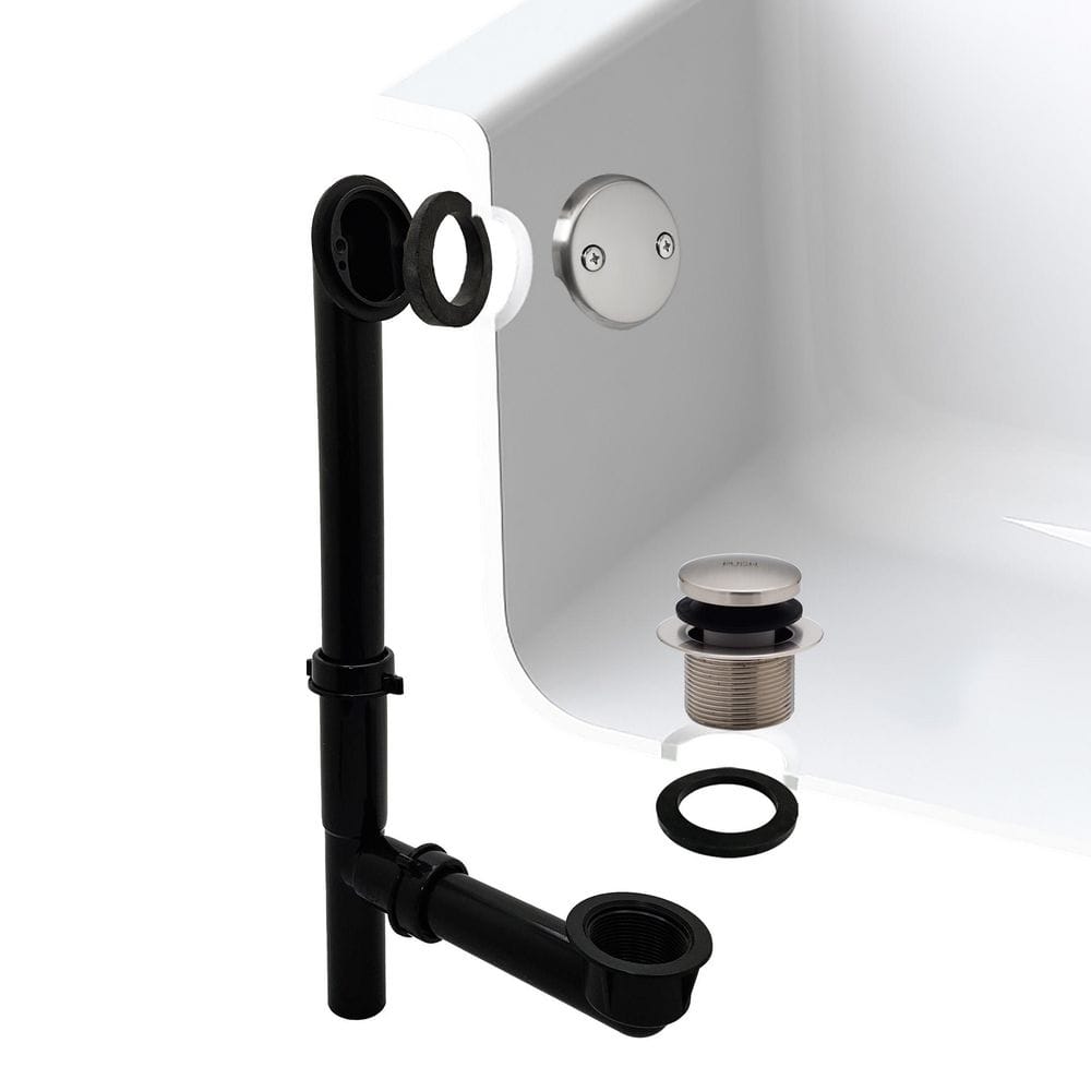 14 in. Black Poly Bath Waste & Overflow with Tip-Toe Drain Plug and 2-Hole Faceplate, Satin Nickel price history on PriceWatchPro