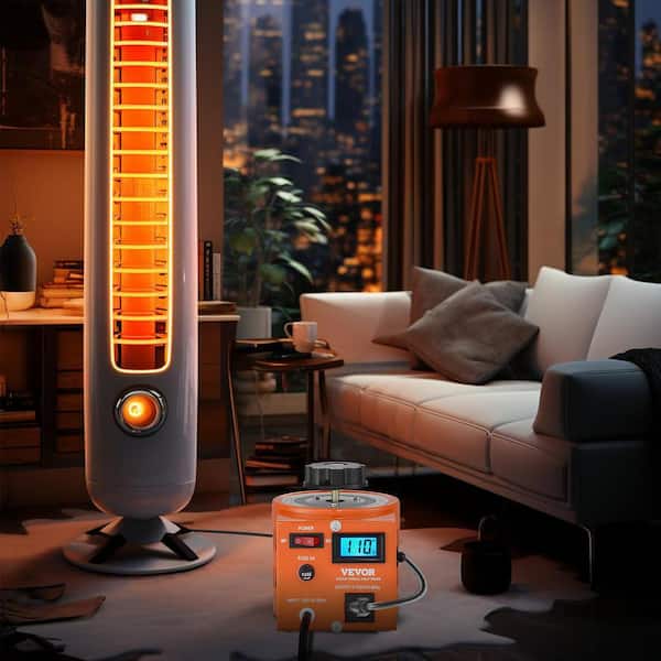 500VA Auto Variable Voltage Transformer AC Voltage Regulator with LCD Display 4 Extra Fuses Thermal Control Switch