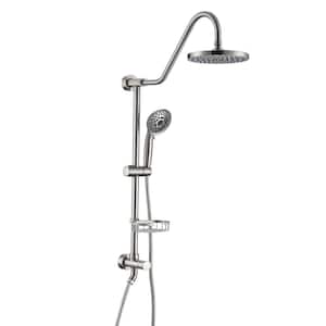 Single Handle 5-Spray Patterns 2 Showerheads Shower Faucet 1.8 GPM with High Pressure Hand Shower in Brushed Nickel