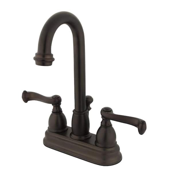 Kingston Brass Royale 4 in. Centerset 2-Handle Bathroom Faucet with Plastic Pop-Up in Oil Rubbed Bronze