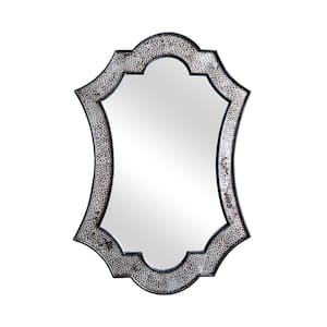 Medium Irregular Grey Art Deco Mirror (40 in. H x 26 in. W)