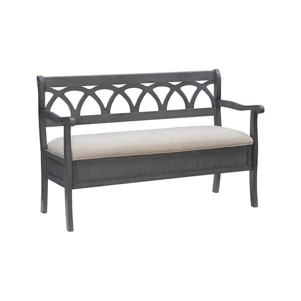 Powell Company Powell Alonzo 32 in. Grey Storage Bench with Linen Upholstery