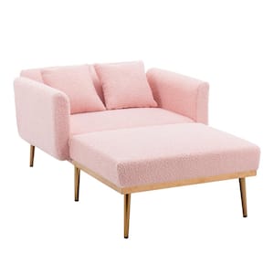 Modern Pink Teddy fabric Chaise Lounge Chair