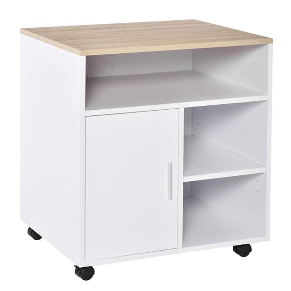 HOMCOM Filing Cabinet/Printer Stand with Open Storage Shelves for Home or Office Use White Including an Easy Drawer 