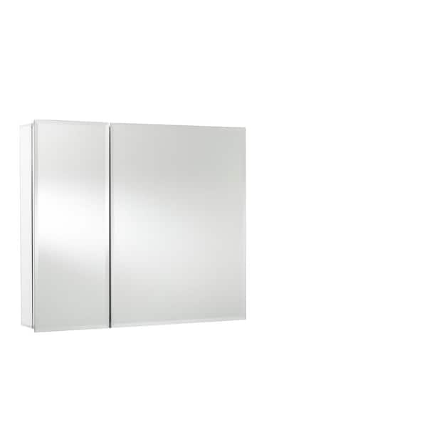 Jacuzzi 30 in. x 26 in. Recessed or Surface Mount Double Door Bi-View Medicine Cabinet, Silver PD44000