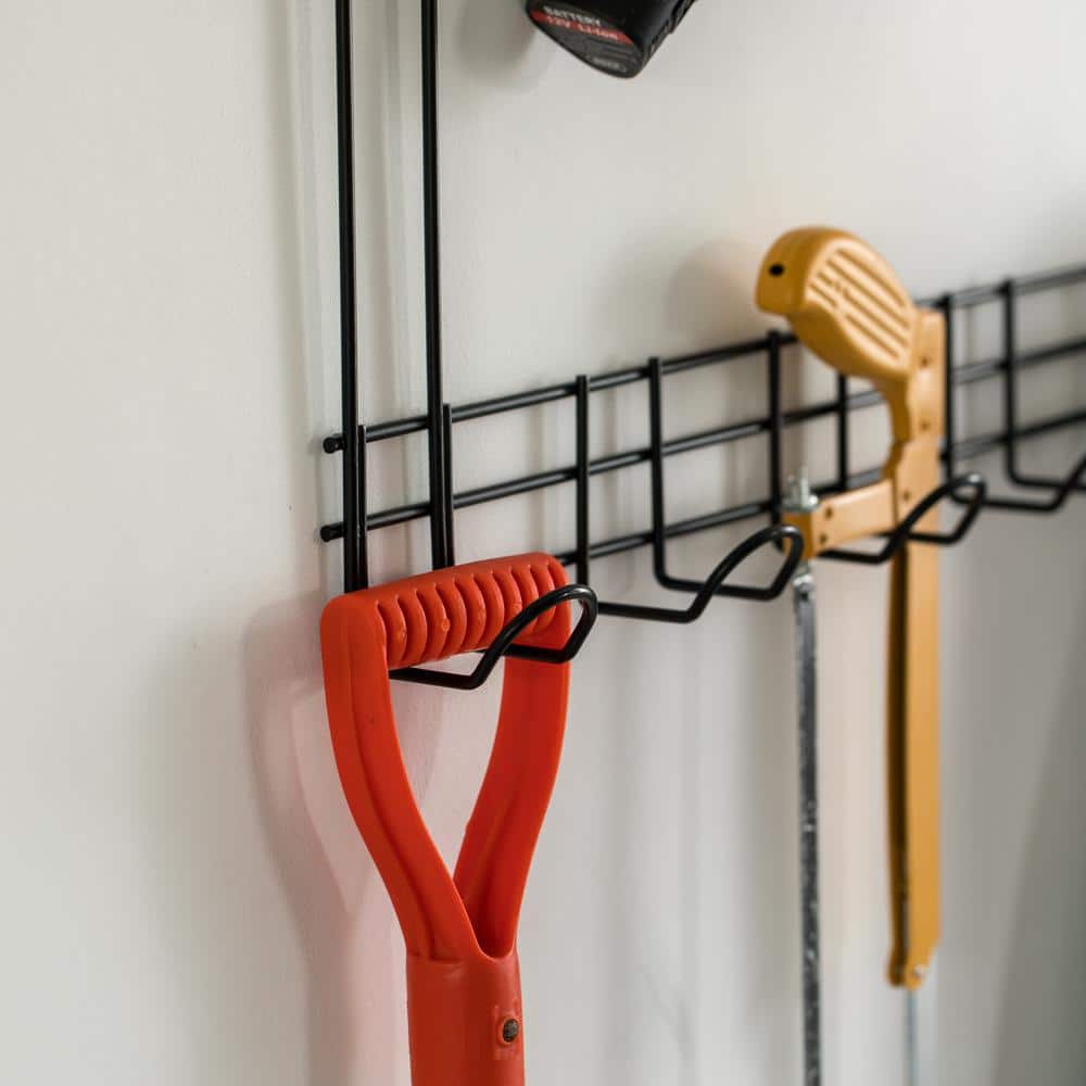 Black Steel Wall Mount Garden Tool Storage Rack