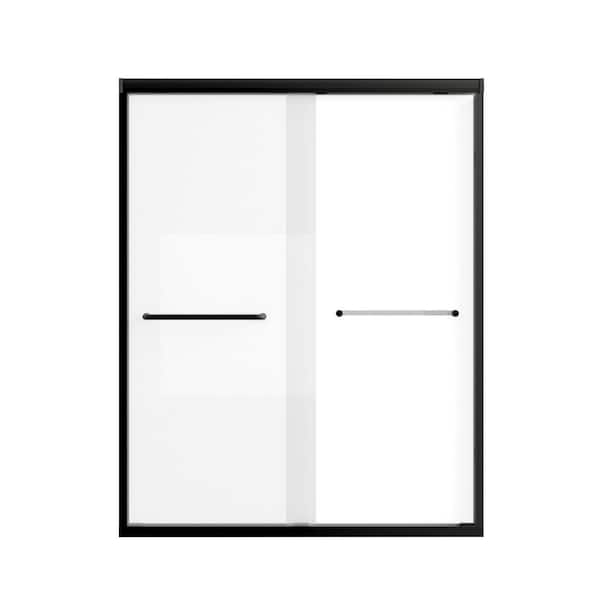 50 in. - 54 in. W x 72 in. H Double Sliding Framed Shower Door in Matte Black Finish with Clear Glass