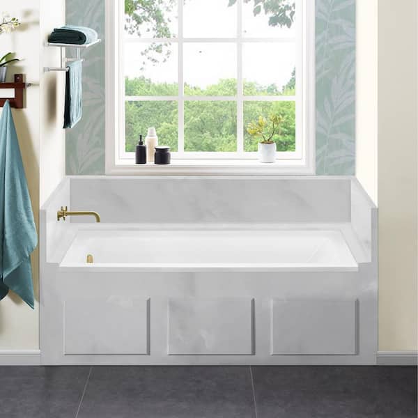 Voltaire 60 x 30 in. Acrylic Left-Hand Drain with Integral Tile Flange Rectangular Drop-in Bathtub in White