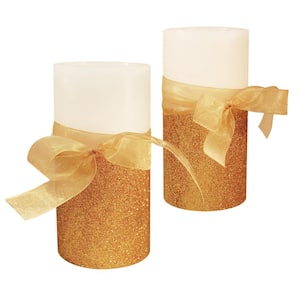 Real Wax 6 in. H Bow LED Candle (Set of 2)