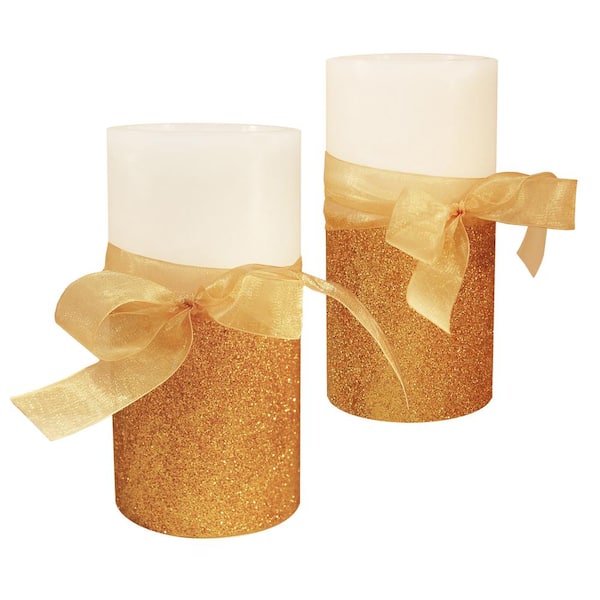 LUMABASE Real Wax 6 in. H Bow LED Candle (Set of 2)