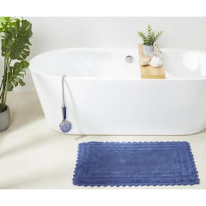 Lilly Crochet Collection 21 in. x 34 in. Blue 100% Cotton Rectangle Bath Rug