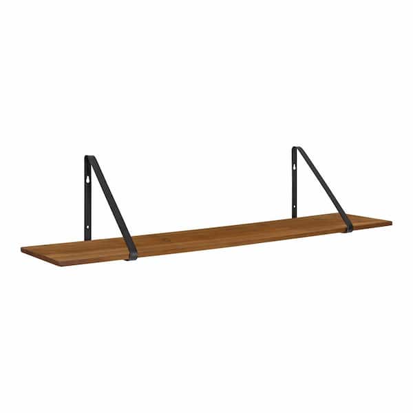 Kate and Laurel Soloman 38 in. x 8 in. x 8 in. Brown/Black Decorative Wall Shelf