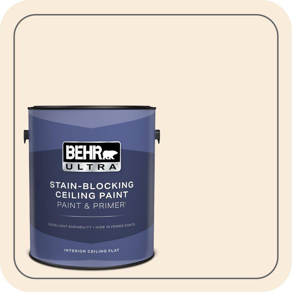 BEHR ULTRA 1 gal. #PPH-12 Ivory Ceiling Flat Interior Paint and Primer ...