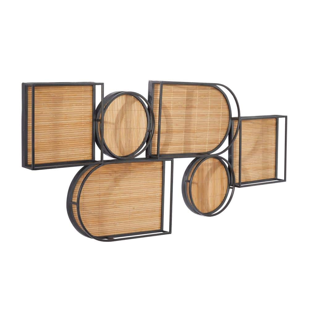 Litton Lane 17 in. x 37 in. Brown Bamboo Modern Wall Shelf 042347 - The ...