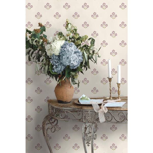 Neutral Mulberry Timeless Bloom Floral Wallpaper Print Non-Woven Non-Pasted Textured Wallpaper 57 sq. ft.