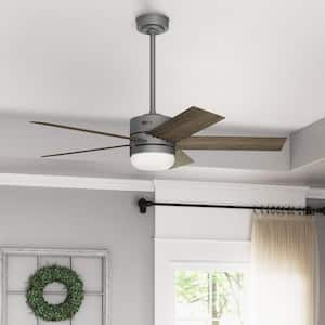 Interface 52 in. Indoor Matte Silver Ceiling Fan with Light and Remote Control