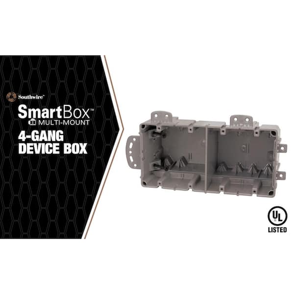 Southwire Smart Box 4-Gang Multi-Mount Adjustable Depth Device Box MSBMMT4G  - The Home Depot