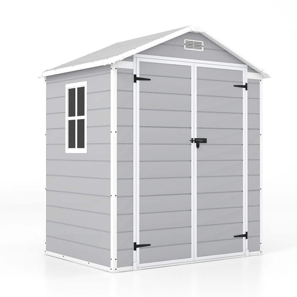 Patiowell 6 Ft. W X 4 Ft. D Outdoor Storage Gray Plastic Shed With ...