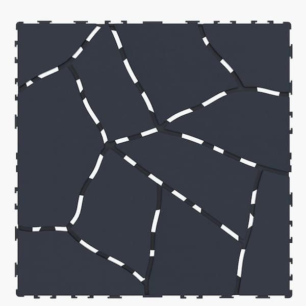 DENISLAWN 12 in. x 12 in. Plastic Interlocking Deck Tiles, Stone Pattern Outdoor Flooring Tile in Grey(44-Pack)