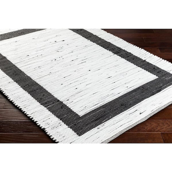 Jean White/Black 9 ft. x 12 ft. Border Indoor Area Rug
