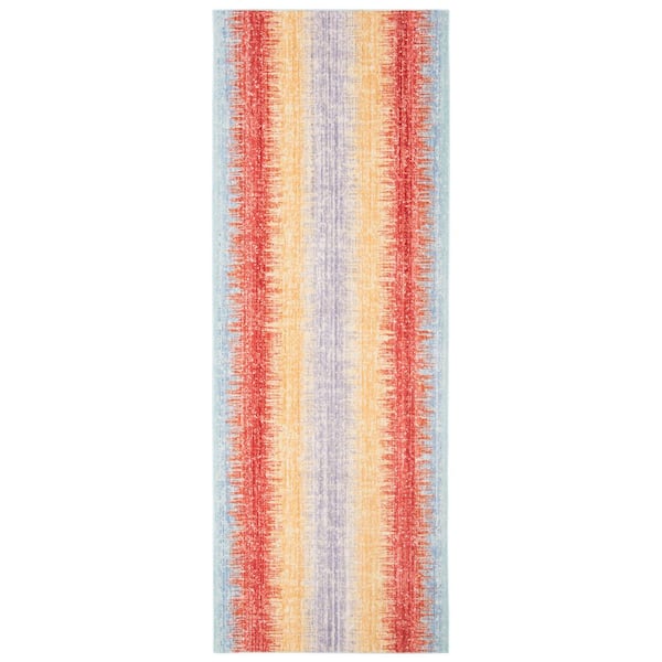 Windsor 3 ft. x 8 ft. Yellow/Purple Gradient Striped Runner Rug