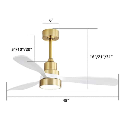 Glide 48 in. Indoor Gold Ceiling Fan with Lights, Remote Control and Reversible Motor for Living Room,Bedroom Ceiling Fans With Lights