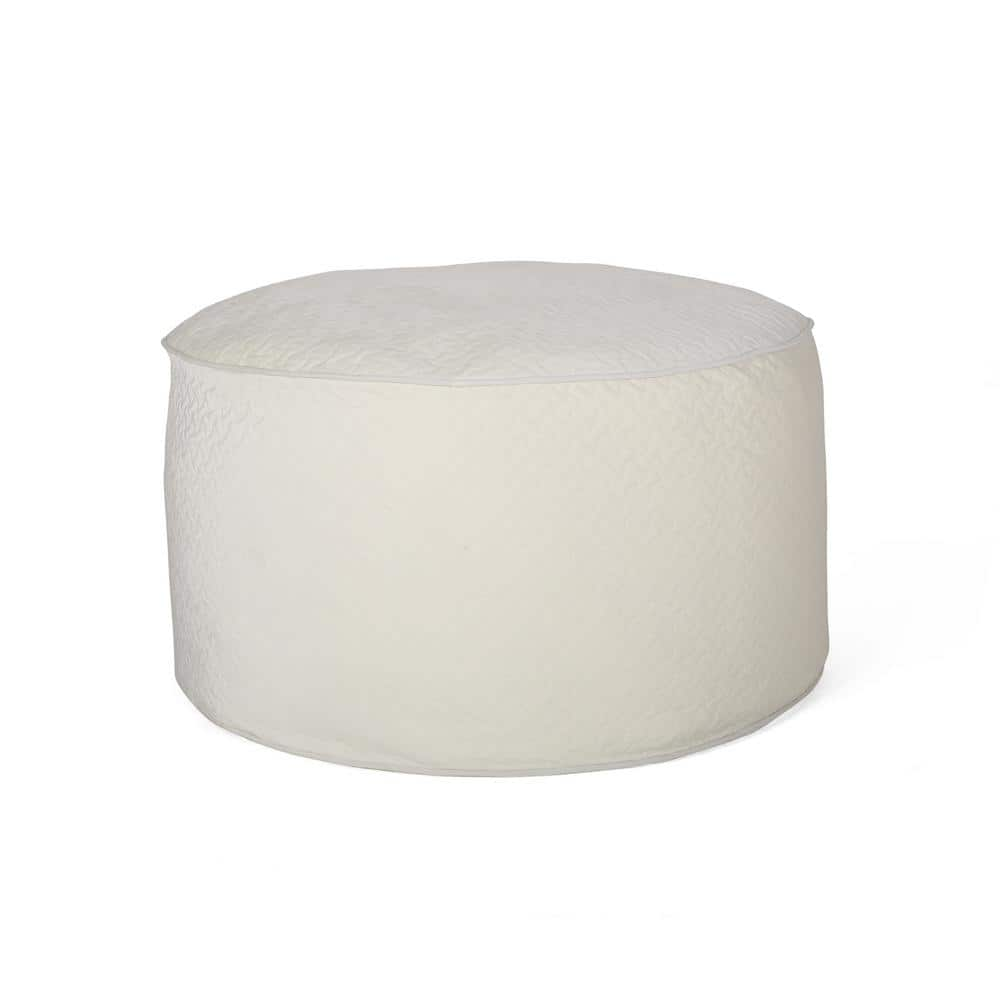 Noble House Arnside Ivory Velvet Quilt Patterned Beanbag 68630 - The ...