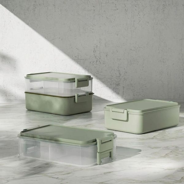 Leak-Proof Food-Grade Bento Lunch Box Adult with Lids, Utensils, Salad Dressing Containers, 1 Piece