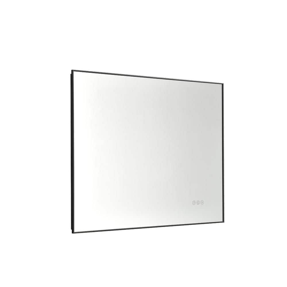 Black 24 in W x 31.8 in. H Farmhose Rectangle Aluminium Framed Mirror Wall 